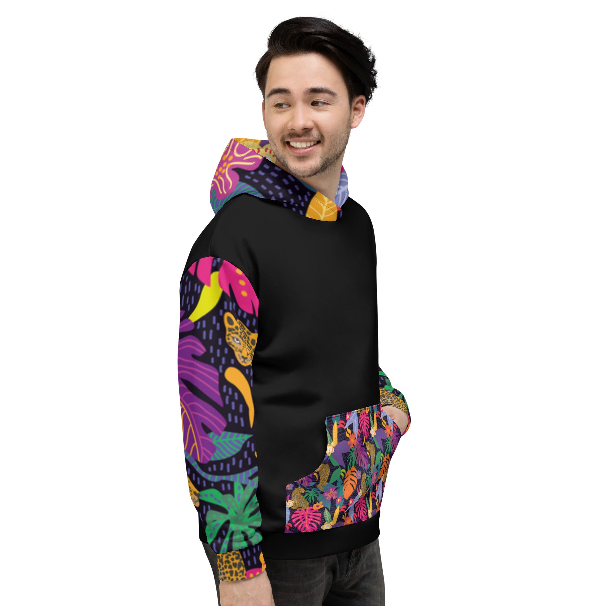 Hoodie Colorful Floral with Jaguar