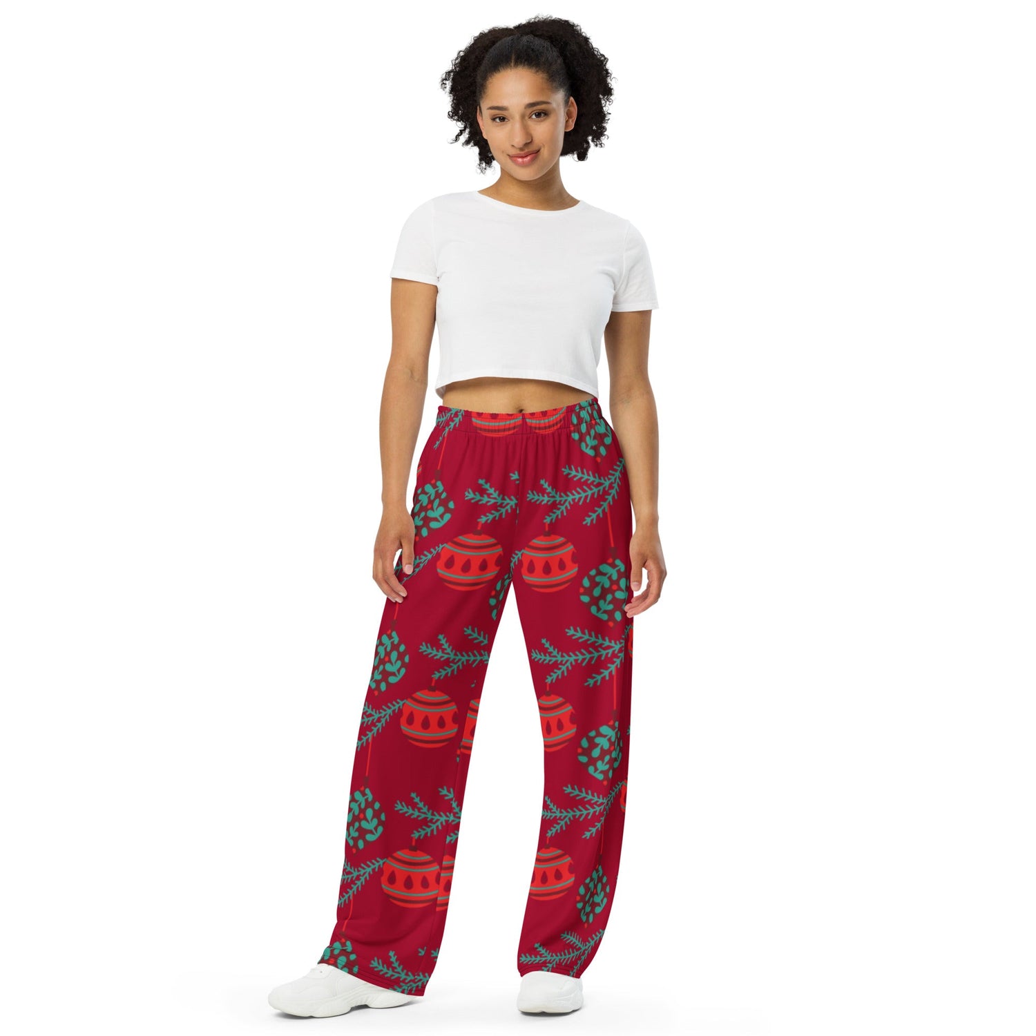 Calças largas Red Ball Christmas Matching Mom