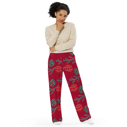 Calças largas Red Ball Christmas Matching Mom