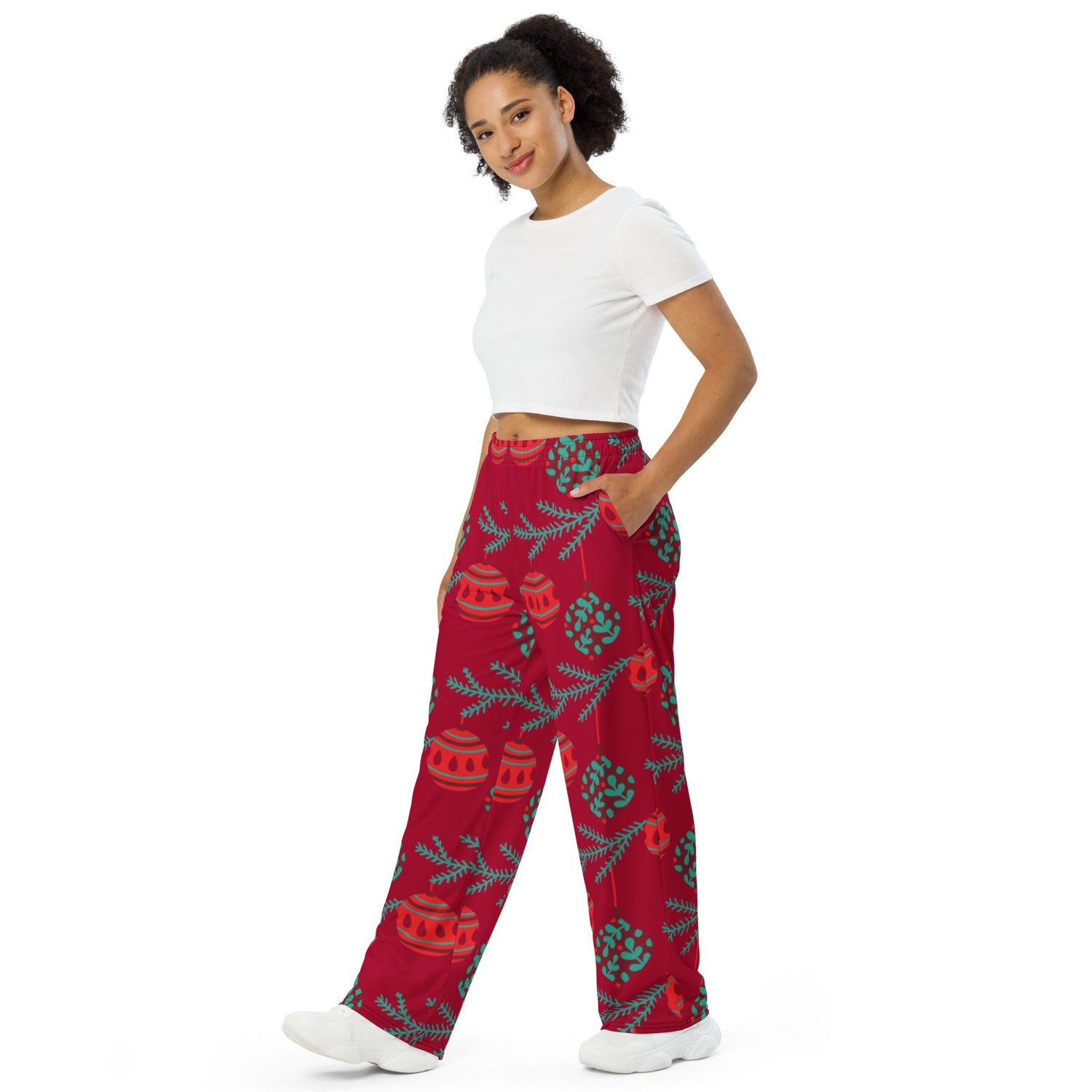 Calças largas Red Ball Christmas Matching Mom