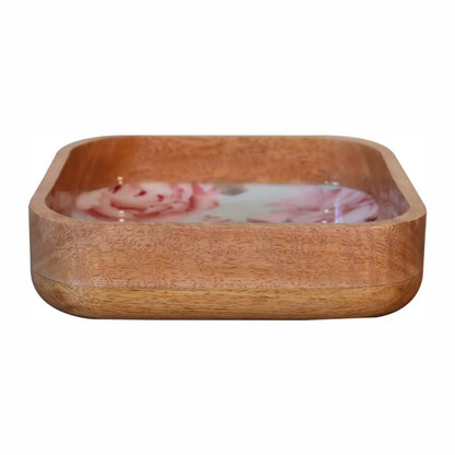 Conjunto de 2 tigelas quadradas florais rosa