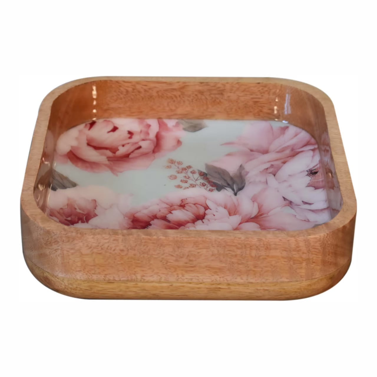 Conjunto de 2 tigelas quadradas florais rosa