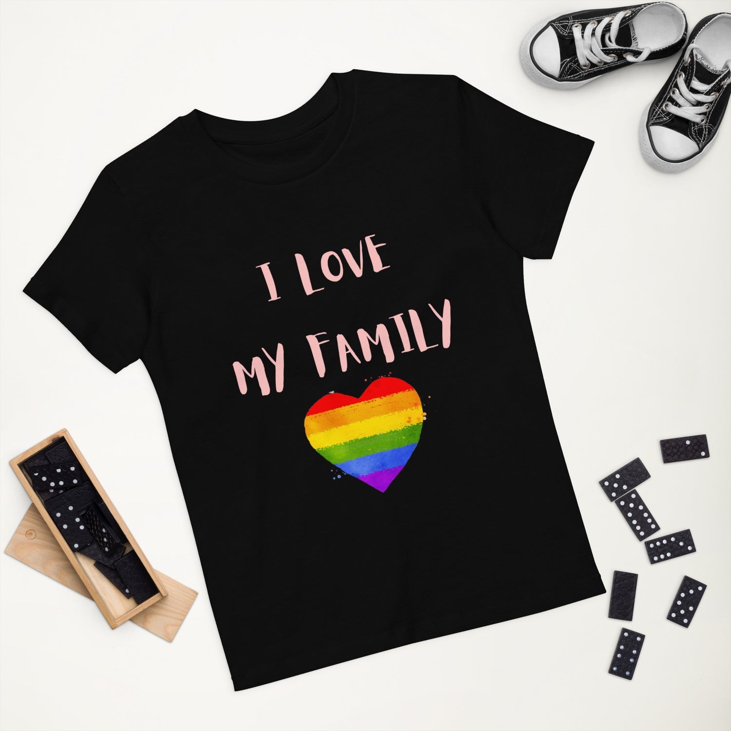 T-shirt infantil em algodão orgânico Love Family