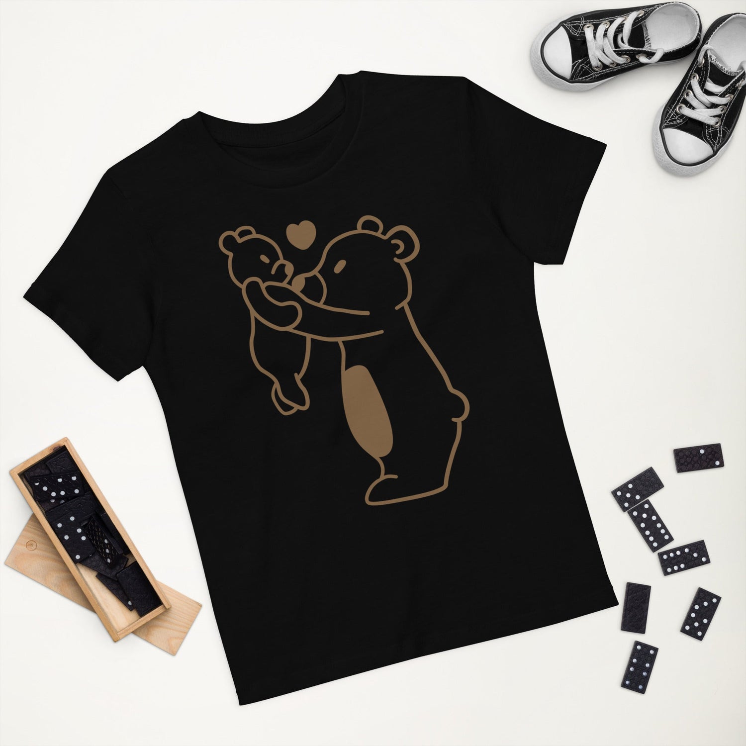 Camiseta de algodão orgânico para adolescentes e idosos Urso