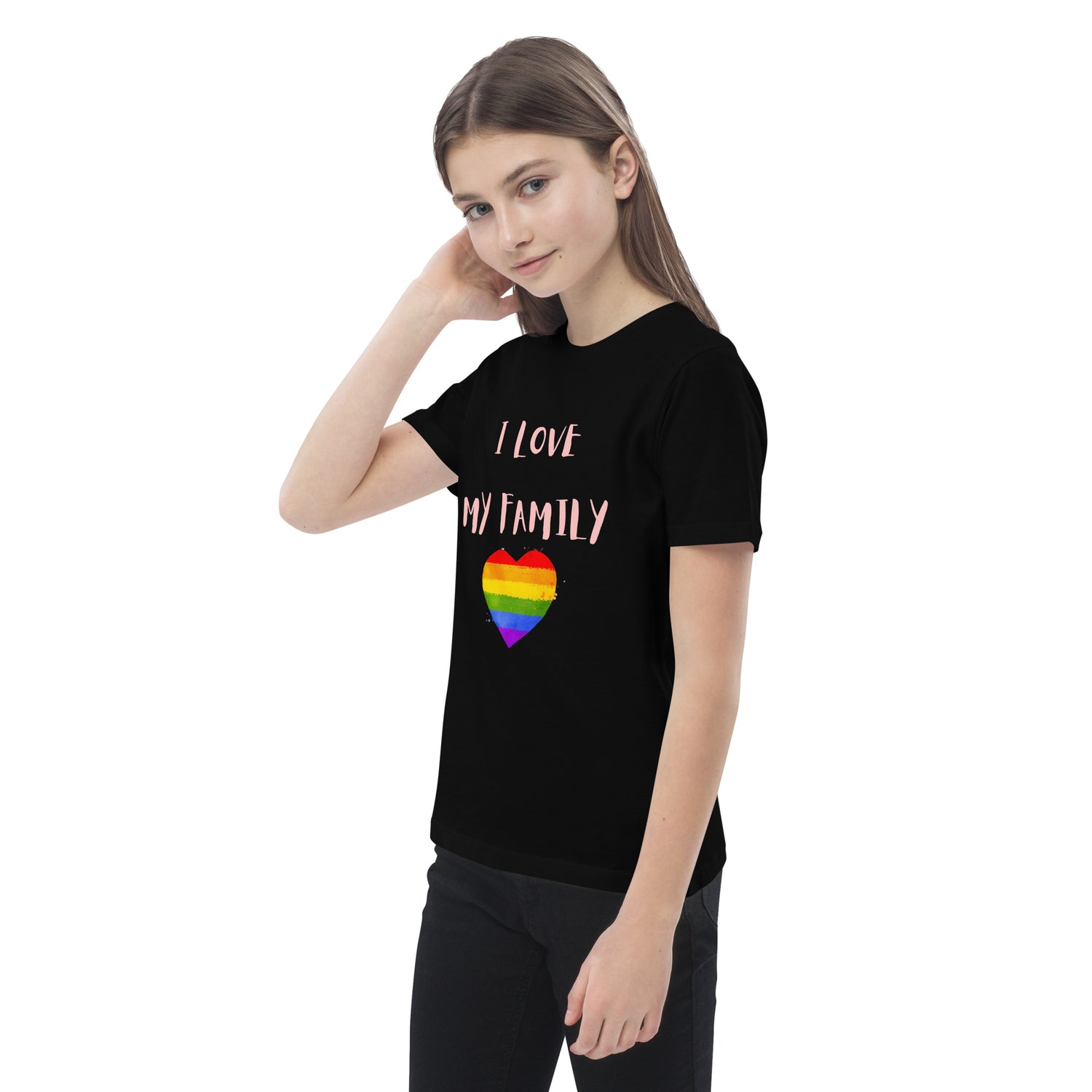 T-shirt infantil em algodão orgânico Love Family