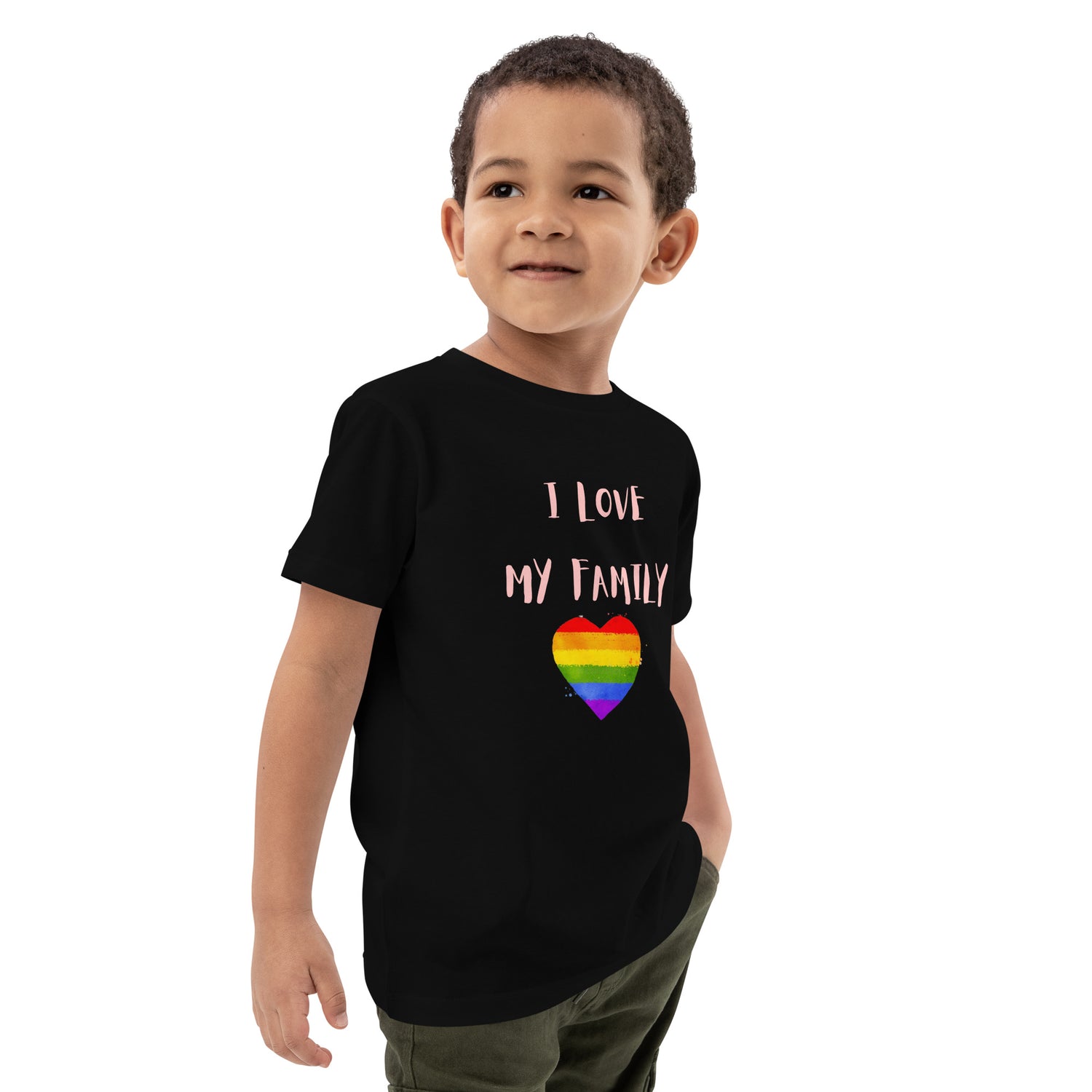 T-shirt infantil em algodão orgânico Love Family