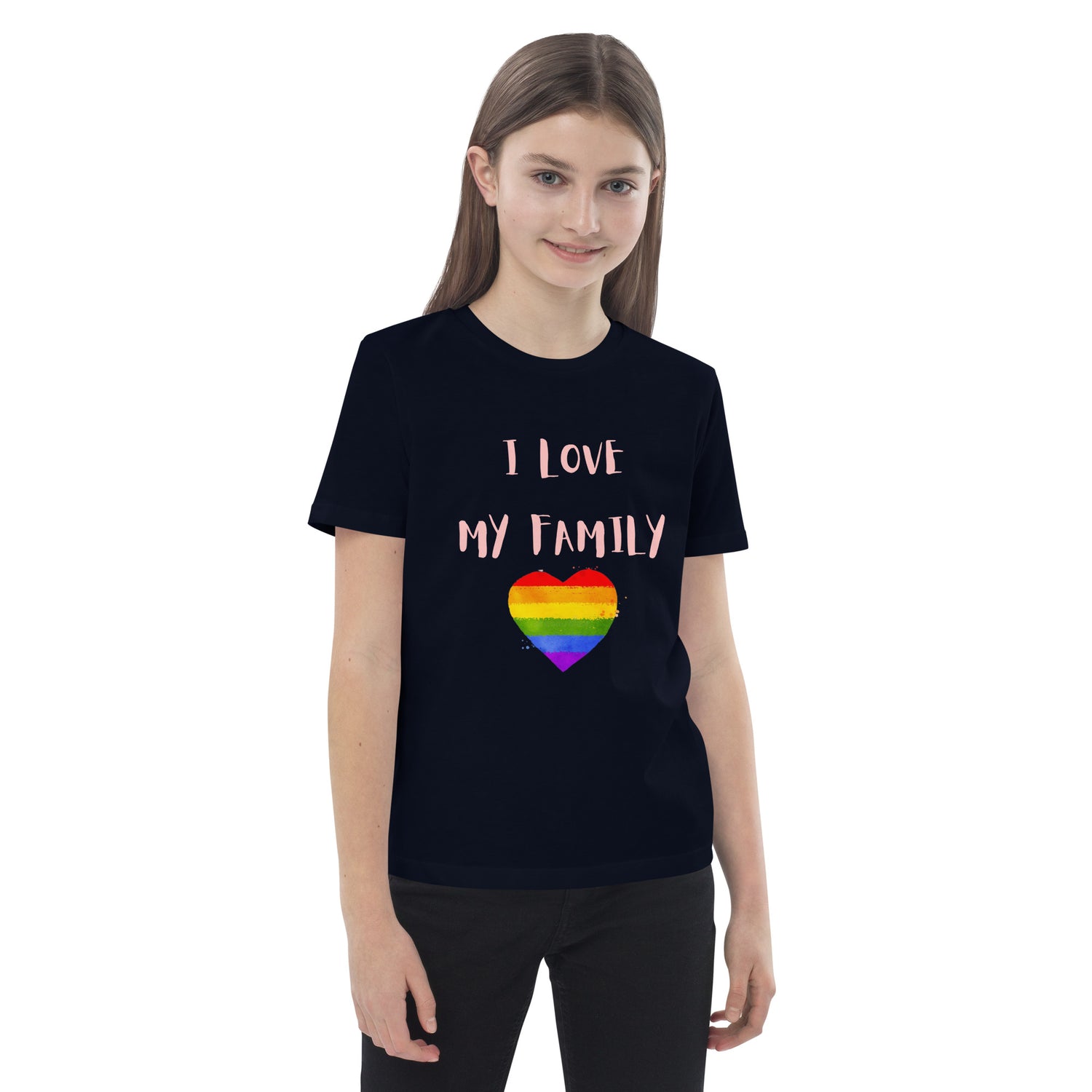 T-shirt infantil em algodão orgânico Love Family