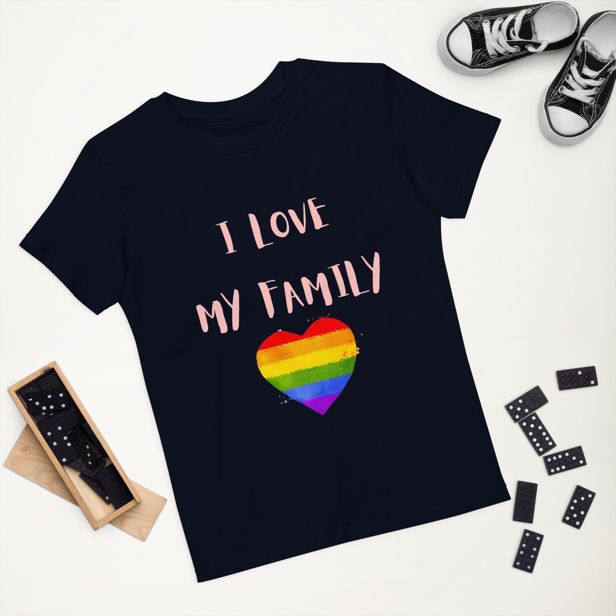 T-shirt infantil em algodão orgânico Love Family
