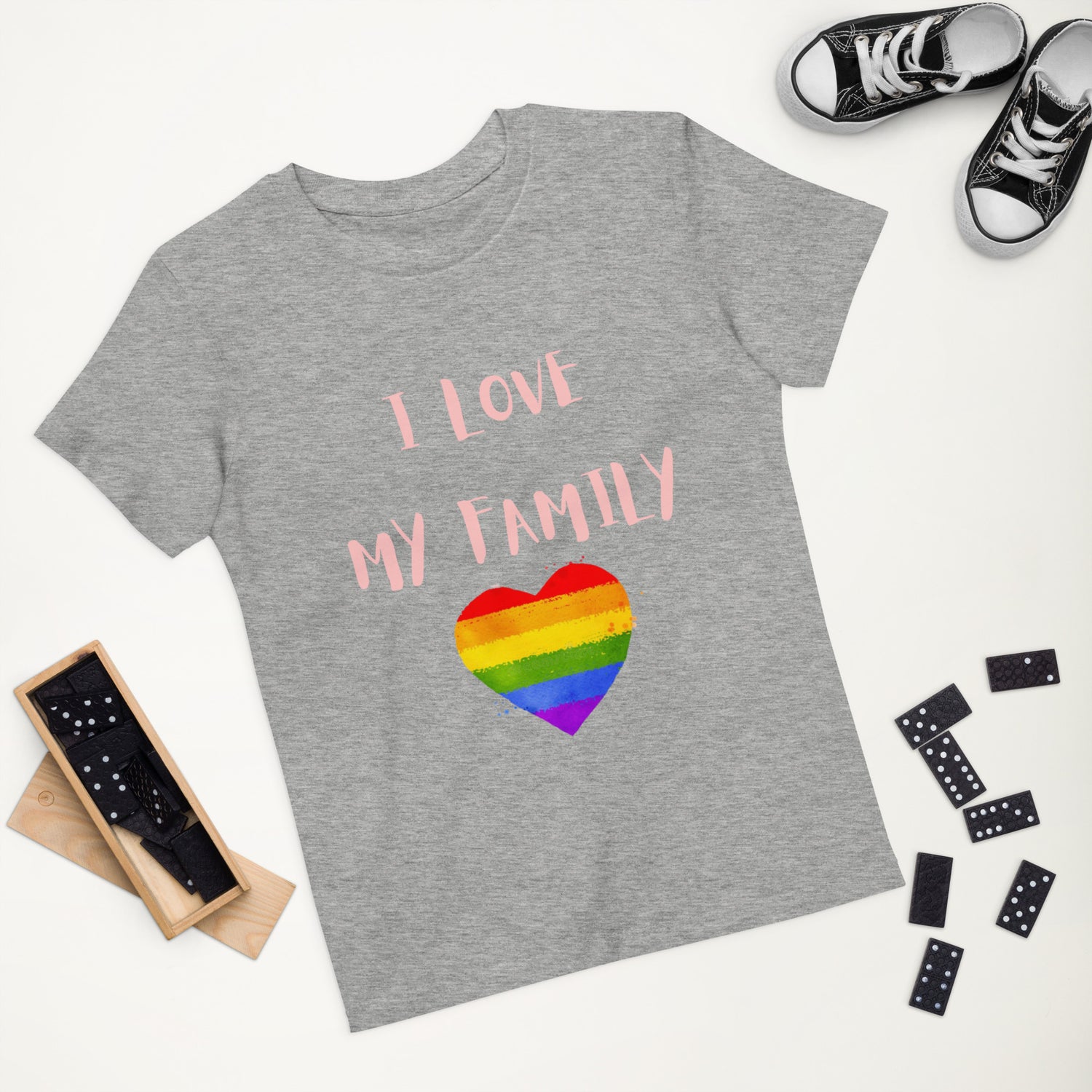 T-shirt infantil em algodão orgânico Love Family