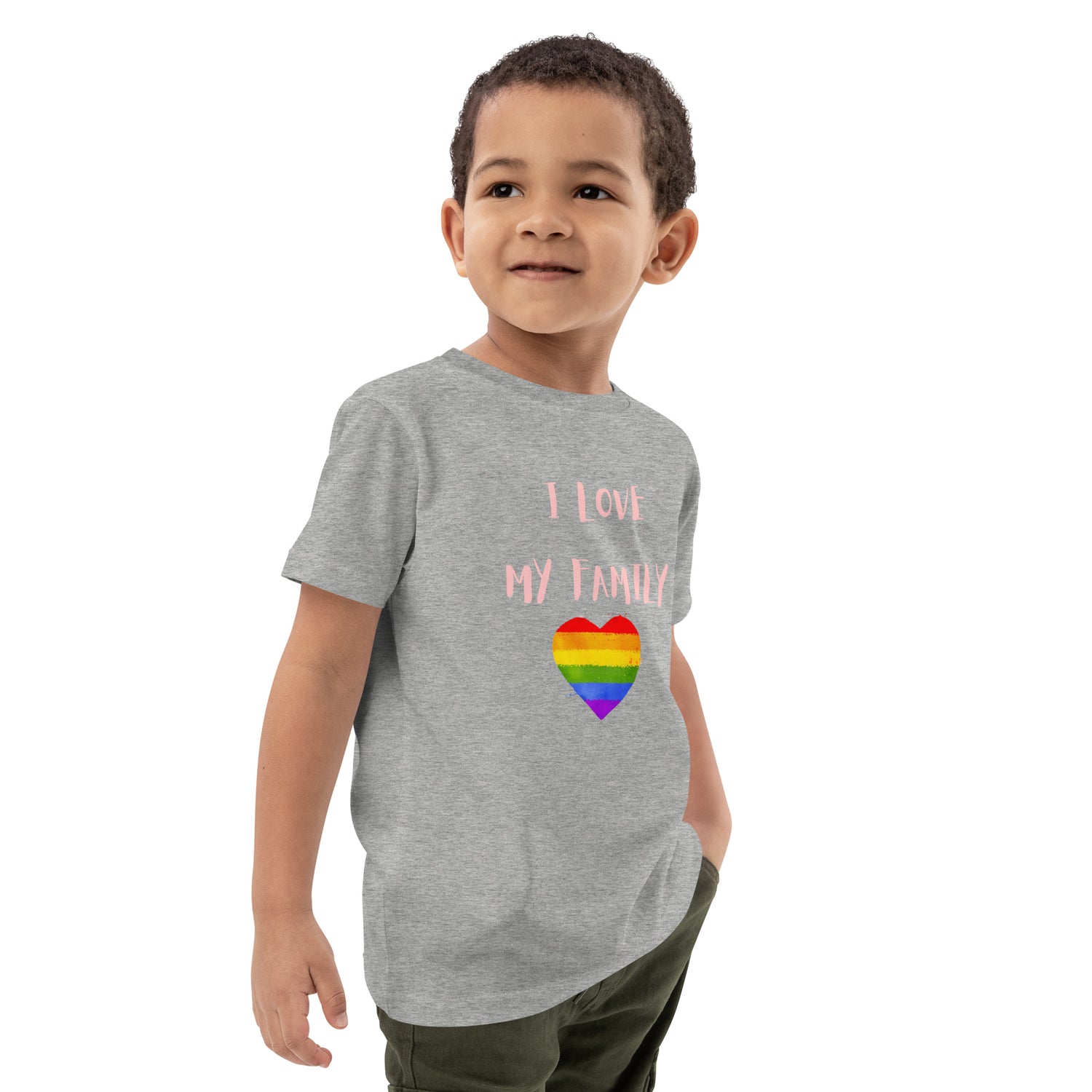 T-shirt infantil em algodão orgânico Love Family