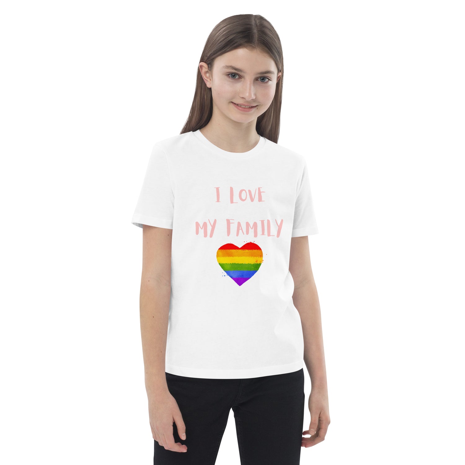 T-shirt infantil em algodão orgânico Love Family