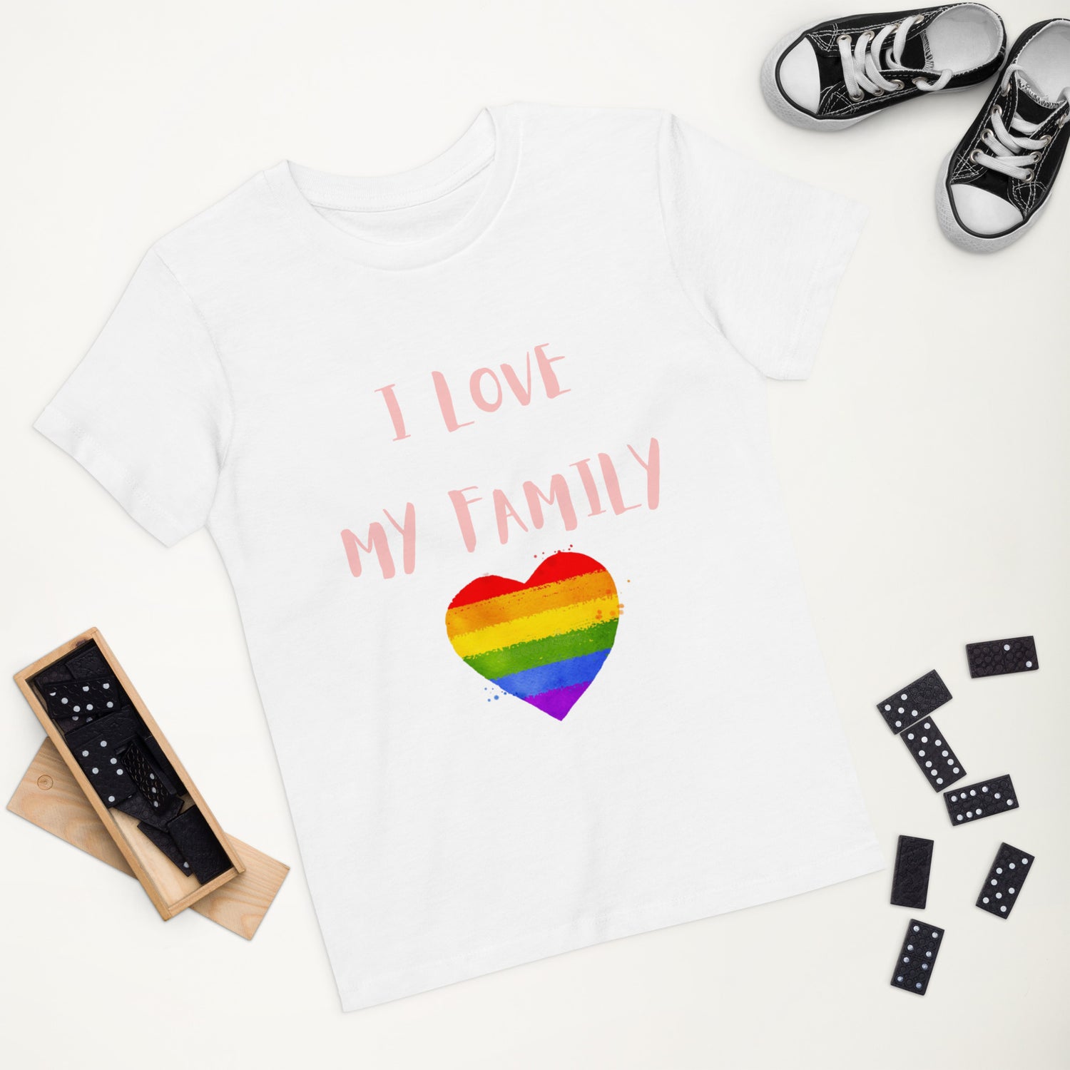 T-shirt infantil em algodão orgânico Love Family
