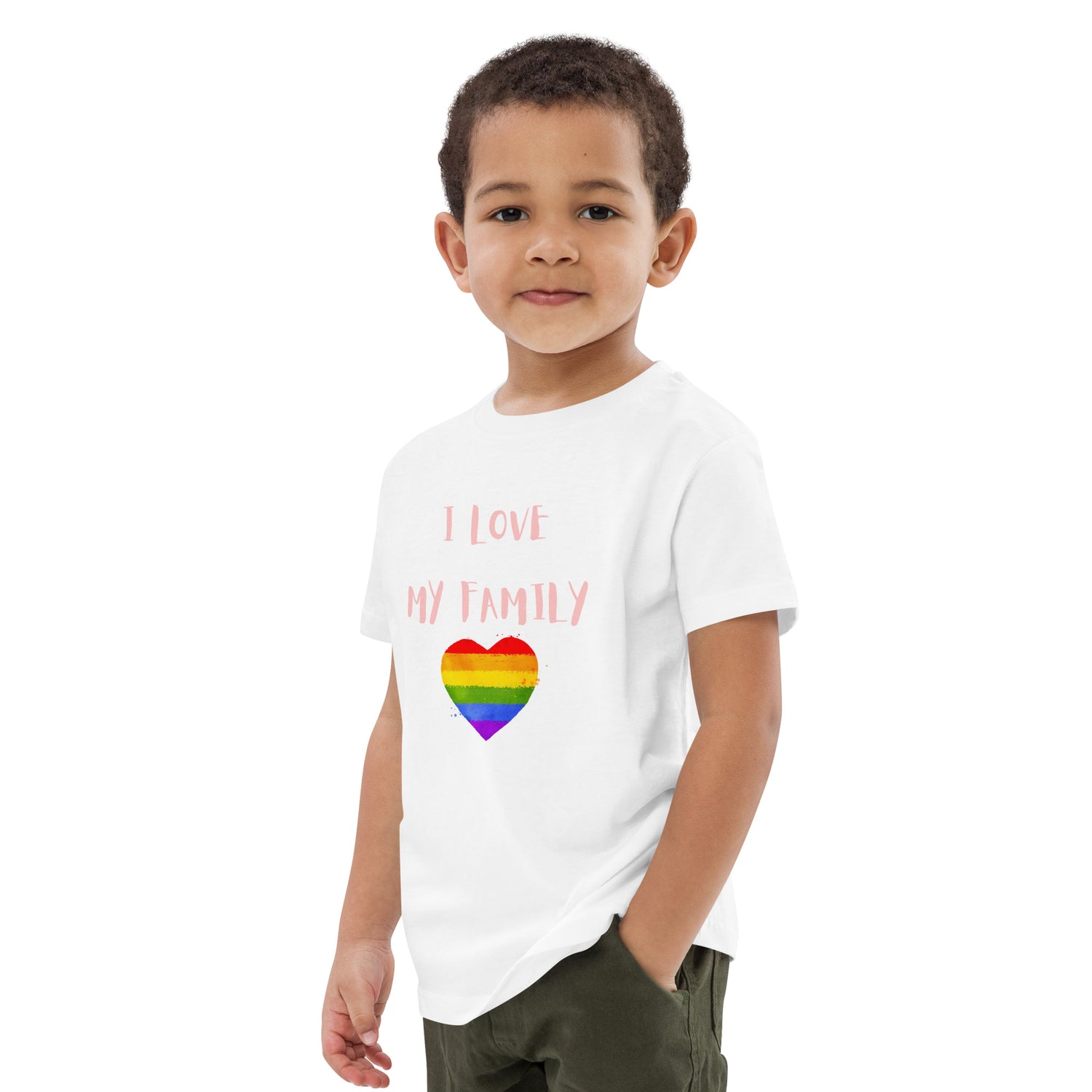 T-shirt infantil em algodão orgânico Love Family