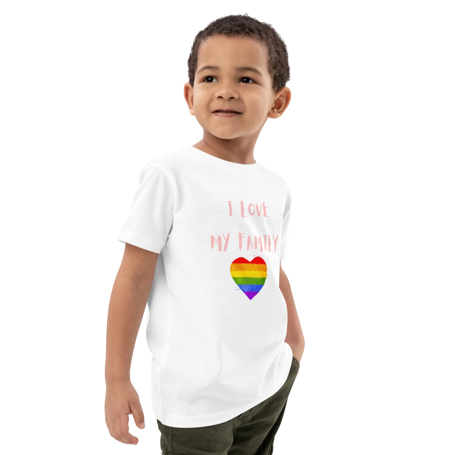 T-shirt infantil em algodão orgânico Love Family