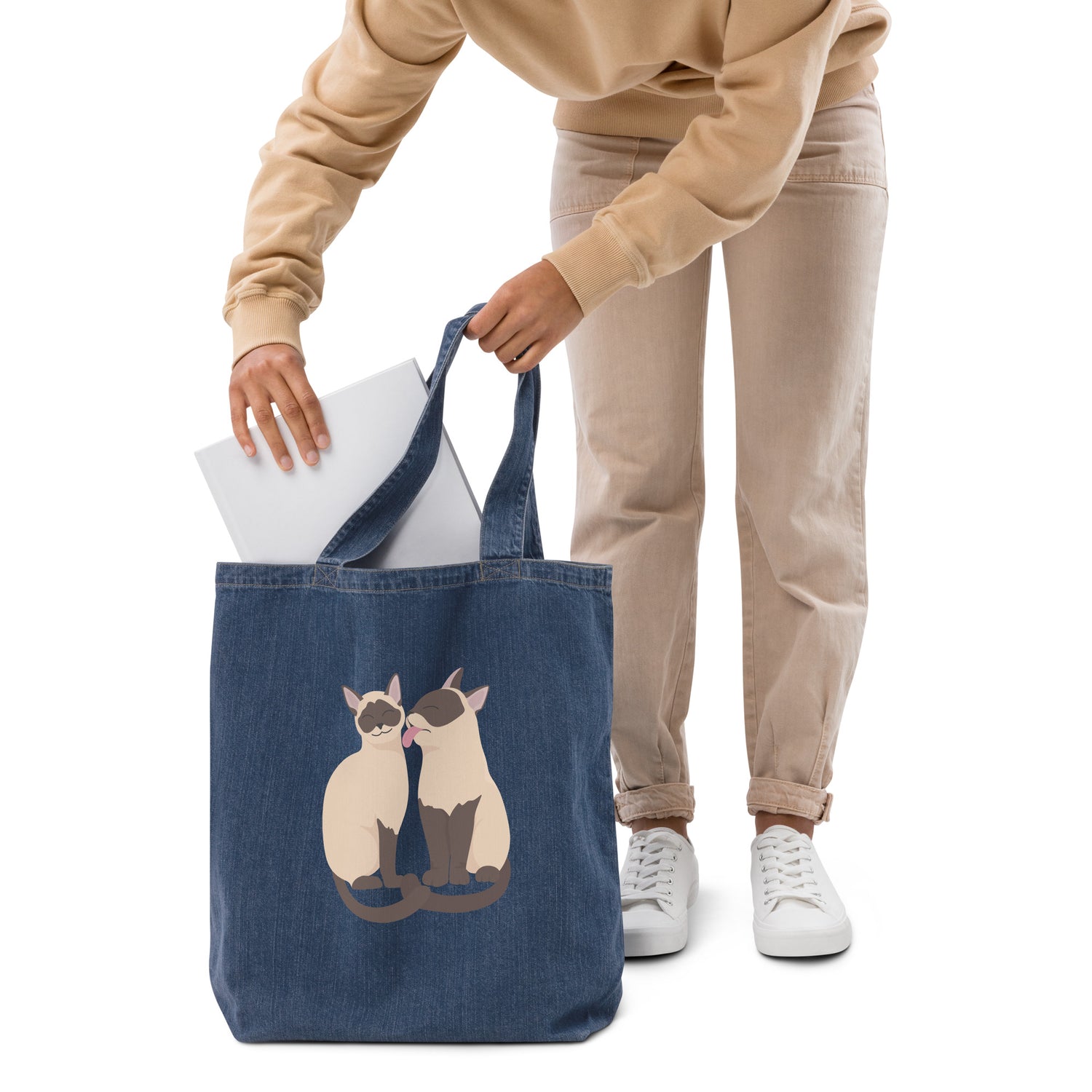 Bolsa tote jeans orgânica Faça seu próprio design