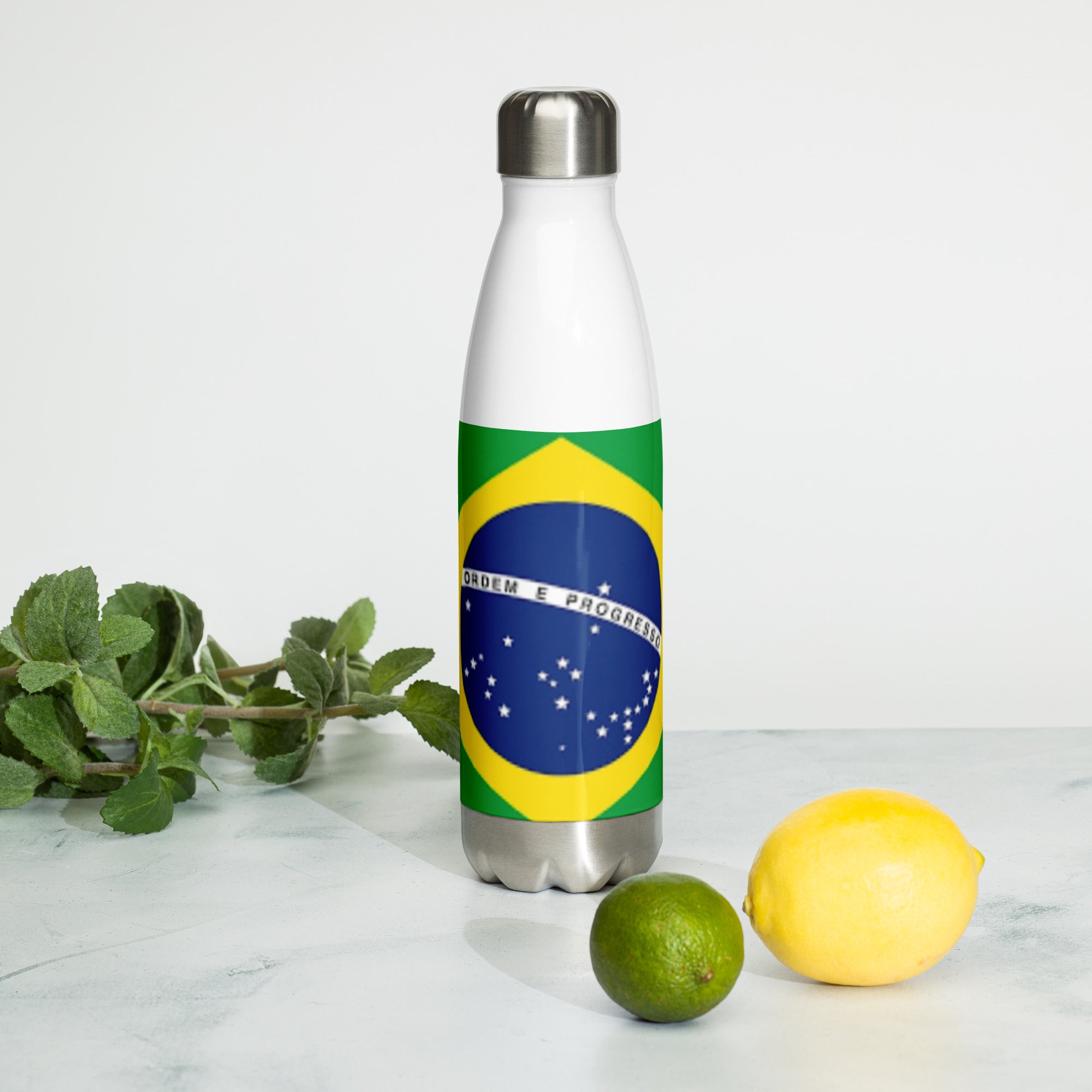 Garrafa de água de aço inoxidável Bandeira do Brasil