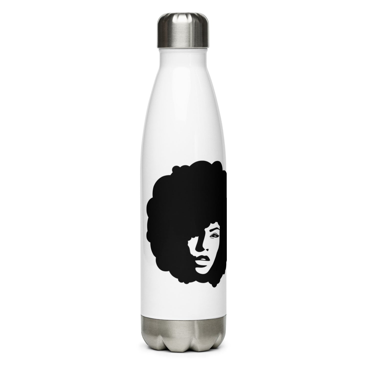 Garrafa de água de aço inoxidável cabelo preto natural