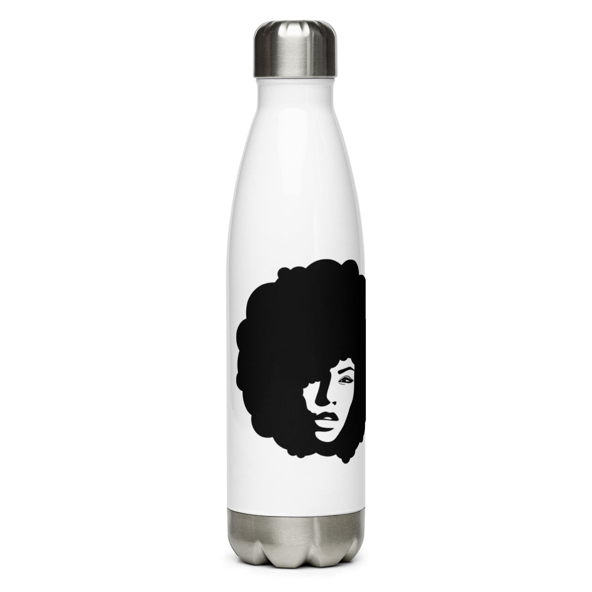 Garrafa de água de aço inoxidável cabelo preto natural