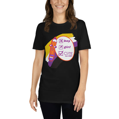 Camiseta de manga curta não binária