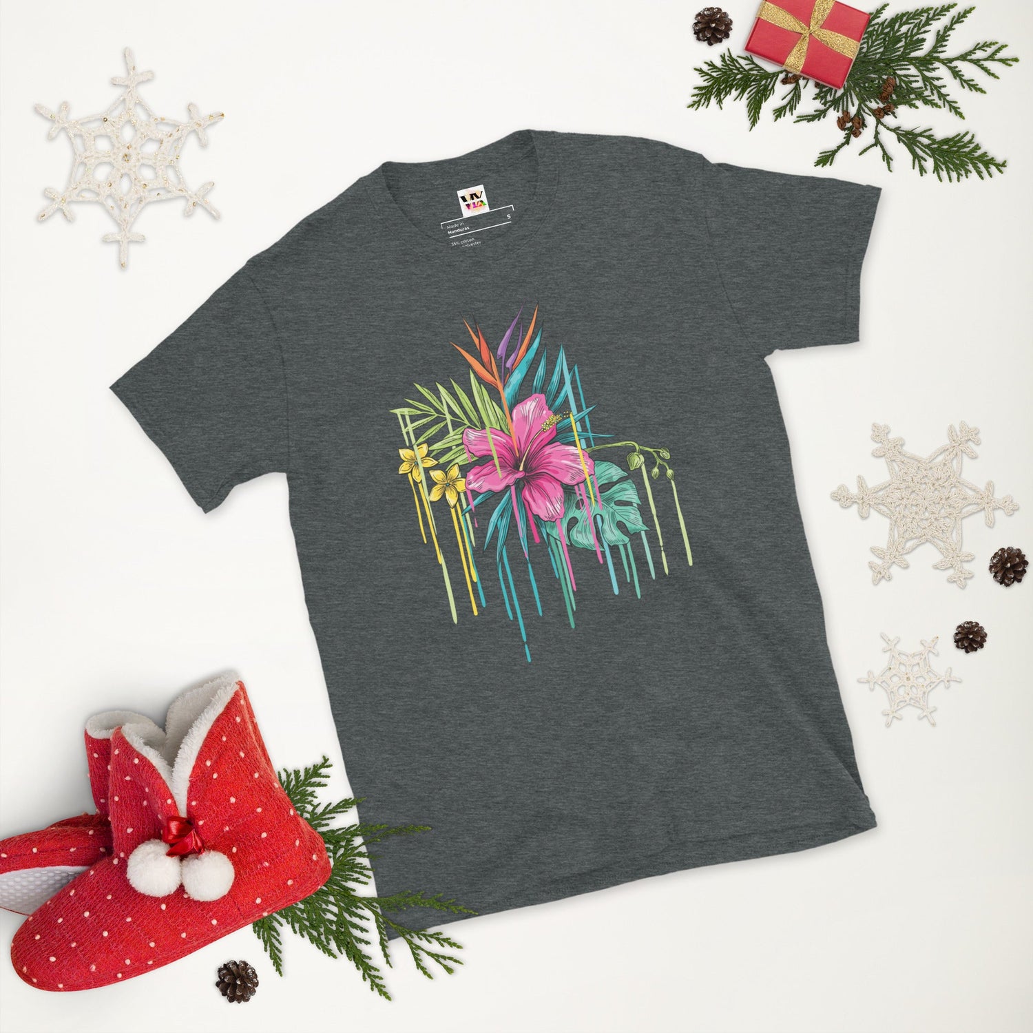 T-Shirt Manga Curta Rosa Flor