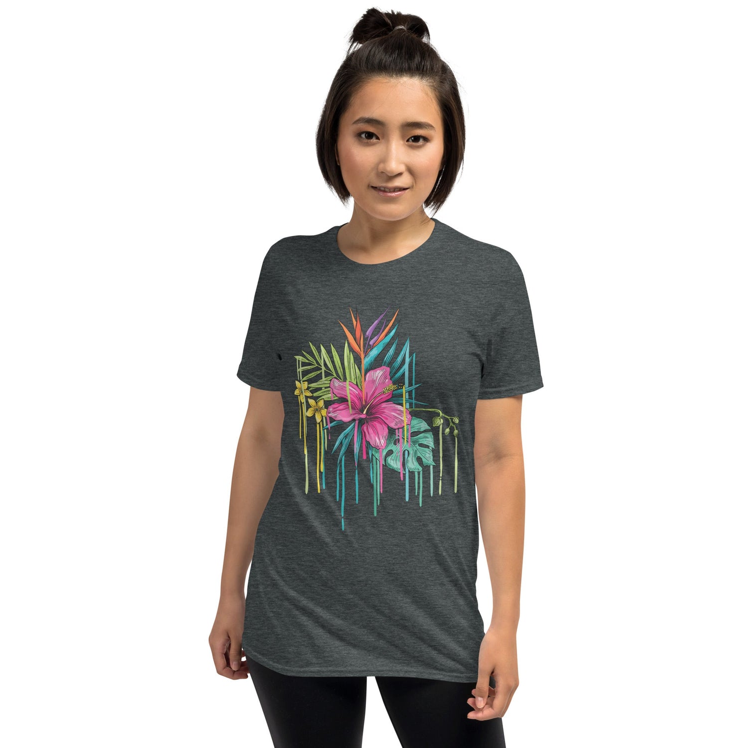 T-Shirt Manga Curta Rosa Flor