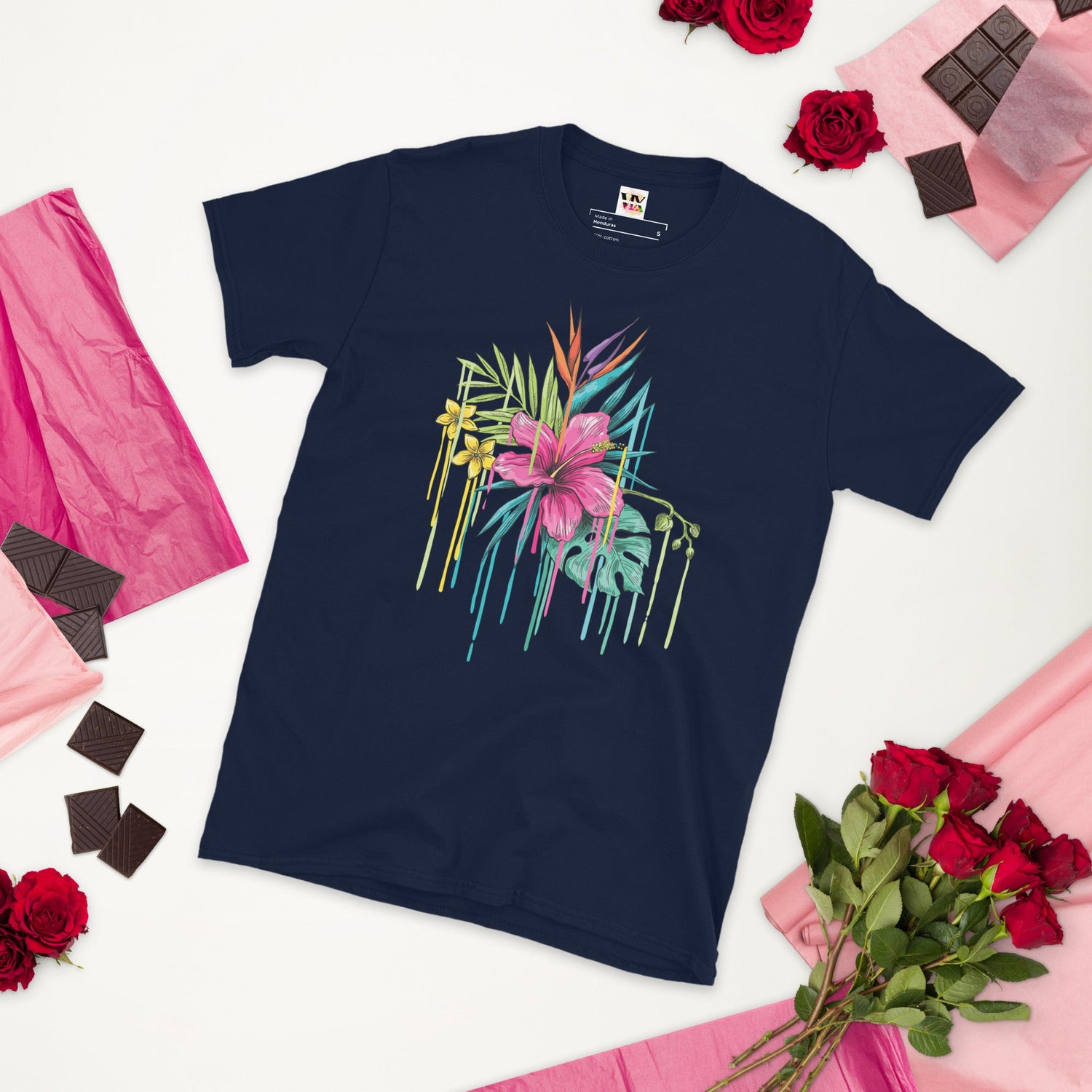 T-Shirt Manga Curta Rosa Flor