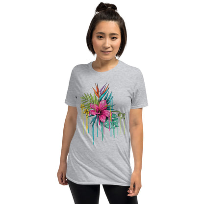 T-Shirt Manga Curta Rosa Flor