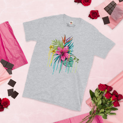 T-Shirt Manga Curta Rosa Flor