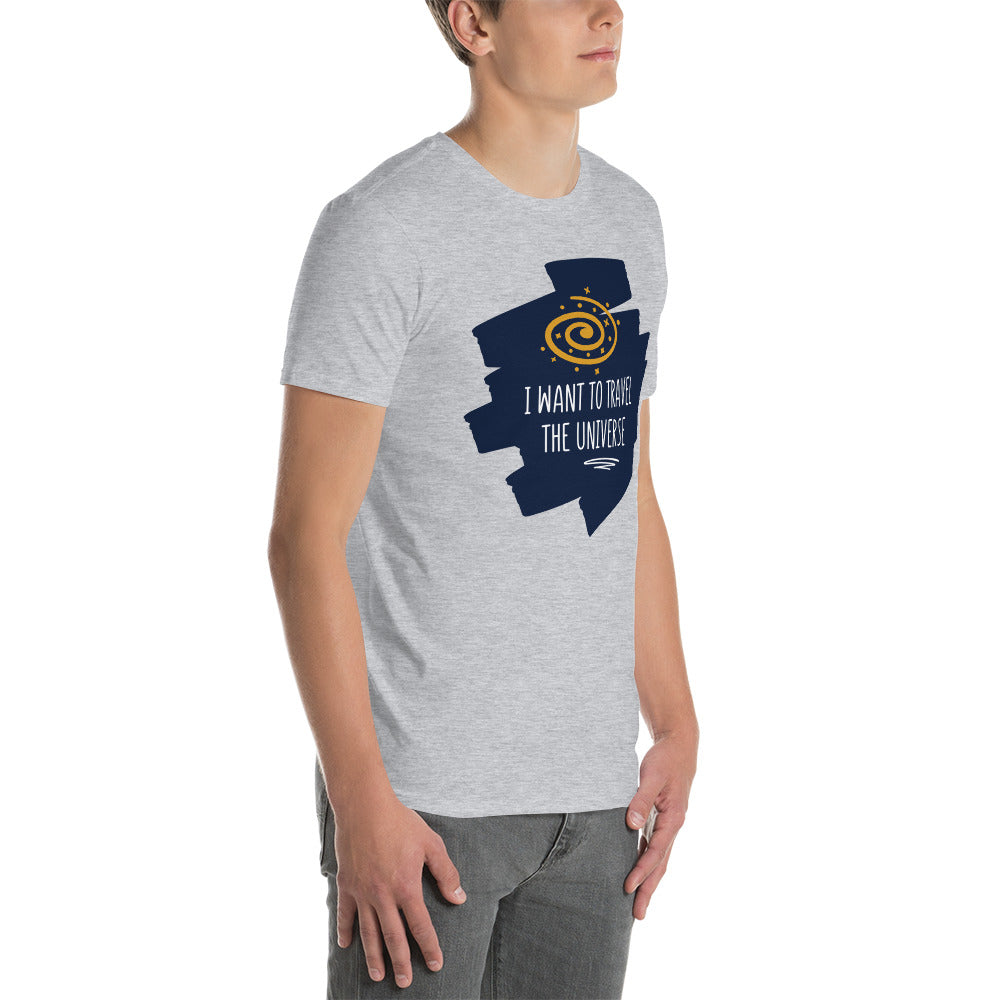 Camiseta Manga Curta Quero Viajar pelo Universo